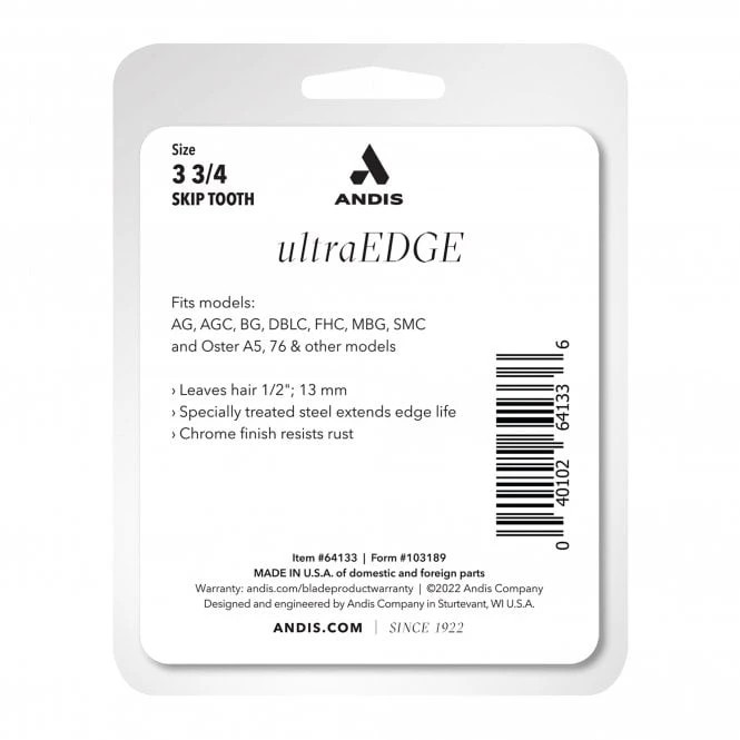 Andis Andis #3 3/4 Skip Tooth UltraEdge Detachable Blade 3 Andis Andis #3 3/4 Skip Tooth UltraEdge Detachable Blade - Image 3