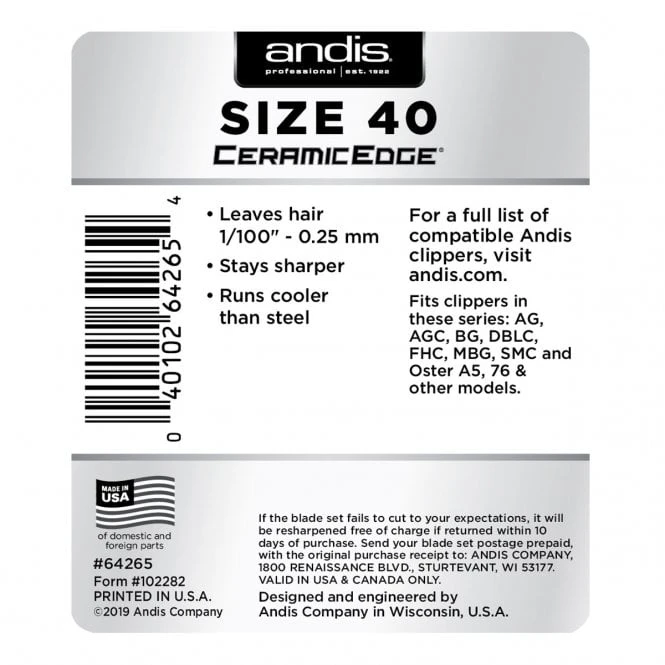 Andis Andis #40 CeramicEdge Detachable Blade 3 Andis Andis #40 CeramicEdge Detachable Blade - Image 3