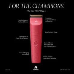 Andis Andis Vida Cordless Clipper - Raspberry -Clippers Shop andis vida cordless clipper raspberry p17683 12197 medium