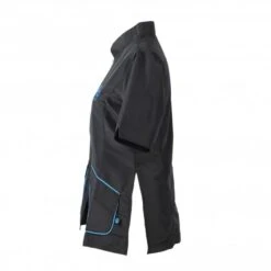 Groomers Mandarin Collar Jacket - Black With Blue Piping -Clippers Shop groomers mandarin collar jacket black with blue piping p10335 12640 medium