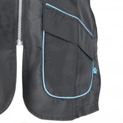 Groomers Mandarin Collar Jacket - Black With Blue Piping -Clippers Shop groomers mandarin collar jacket black with blue piping p10335 12643 medium