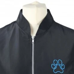 Groomers Mandarin Collar Jacket - Black With Blue Piping -Clippers Shop groomers mandarin collar jacket black with blue piping p10335 12724 medium