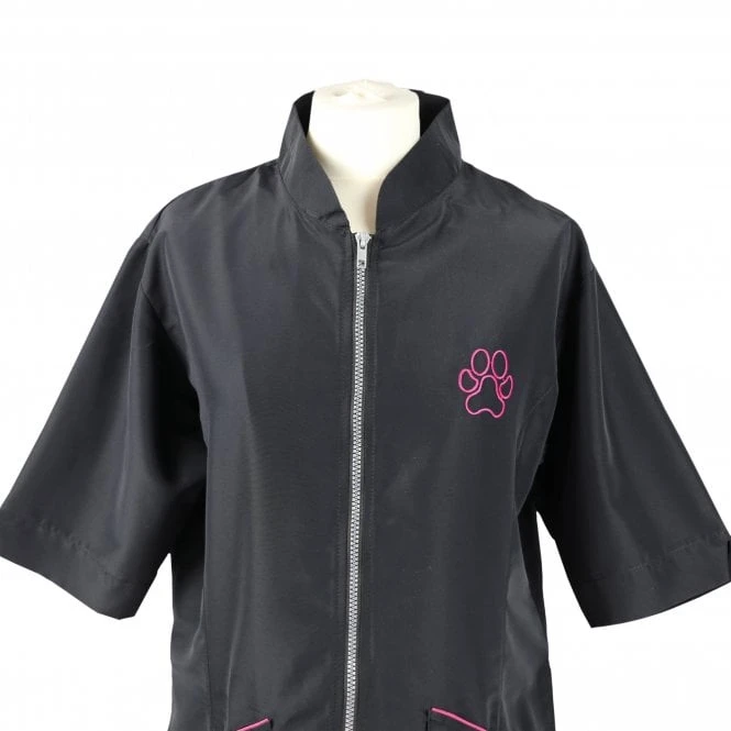 Groomers Mandarin Collar Jacket - Black With Pink Piping 4 Groomers Mandarin Collar Jacket - Black With Pink Piping - Image 4
