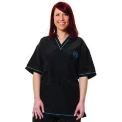 Groomers Groomers V-Neck Tunic - Black With Blue Trim -Clippers Shop groomers v neck tunic black with blue trim p10209 7941 medium
