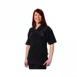 Groomers Groomers V-Neck Tunic - Black With Pink Trim -Clippers Shop groomers v neck tunic black with pink trim p10208 12670 medium