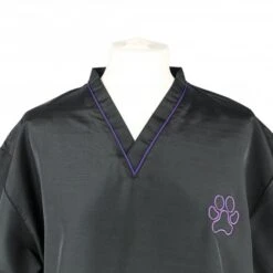 Groomers Groomers V-Neck Tunic - Black With Purple Trim -Clippers Shop groomers v neck tunic black with purple trim p17801 14108 medium